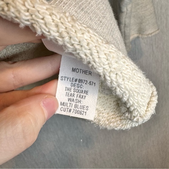 MOTHER The Square Tear Fray Sweatshirt in Multi Blues size XS - Picture 7 of 9